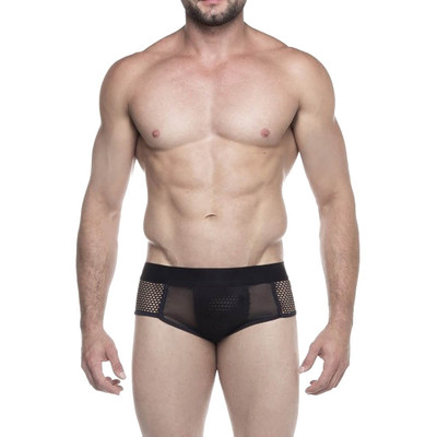 Steves Designer - Sungão em Arrastão e Tule Frontal com Transparência - Tamanho Único