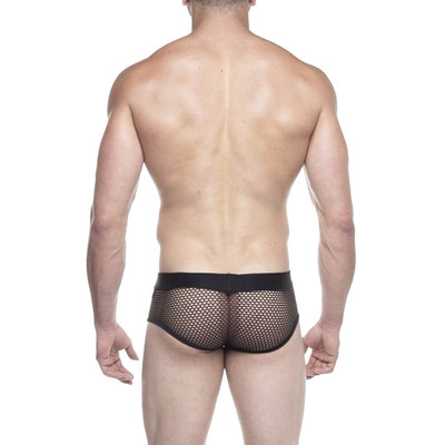 Steves Designer - Sungão em Arrastão e Tule Frontal com Transparência - Tamanho Único