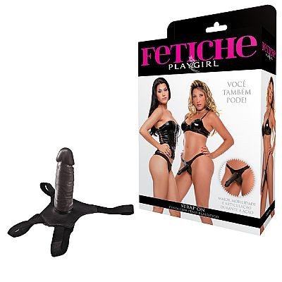 Foto 1 do produto Fetiche Playgirl Strap On - Cinta com Pênis Realístico - 14,5 x 4 cm | Cor: Preto