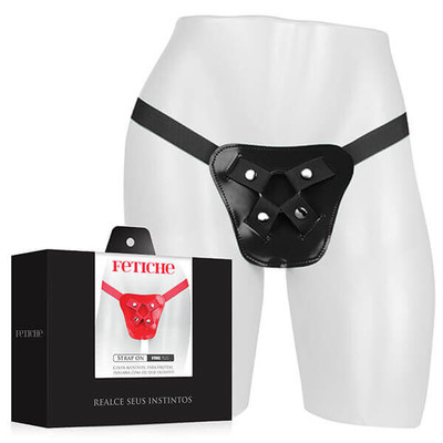 Strap On Fetiche em Vinil Plus - Cinta Peniana Ajustável com Jockstrap - Veste até o Plus Size
