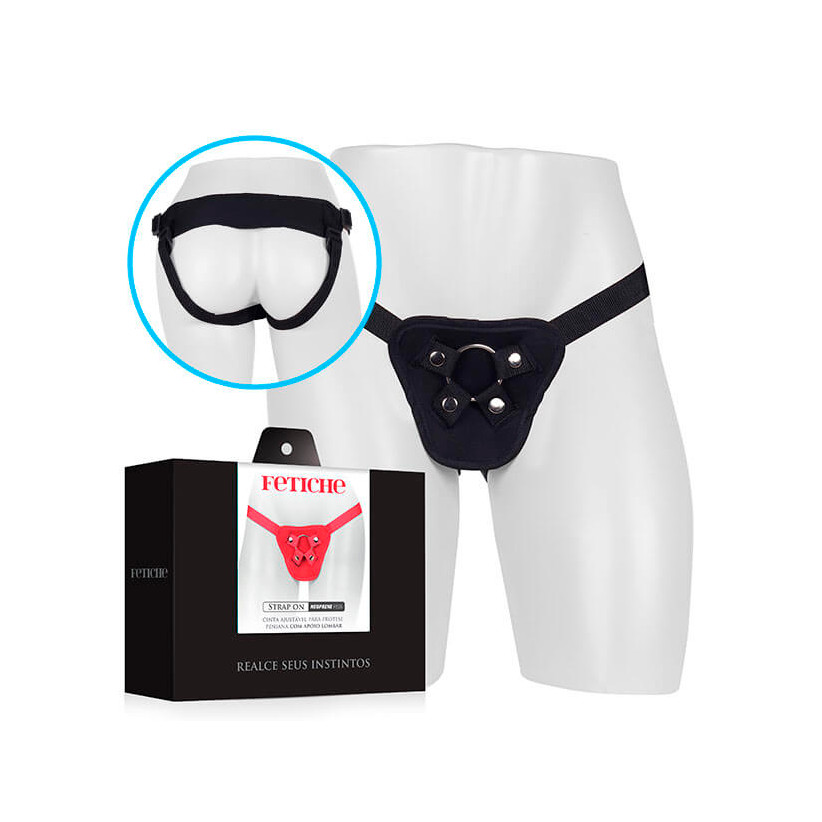 Cinta Peniana Ajustável com Apoio Lombar - Strap On Fetiche em Neoprene Plus | Disponível em 2 Cores - 4