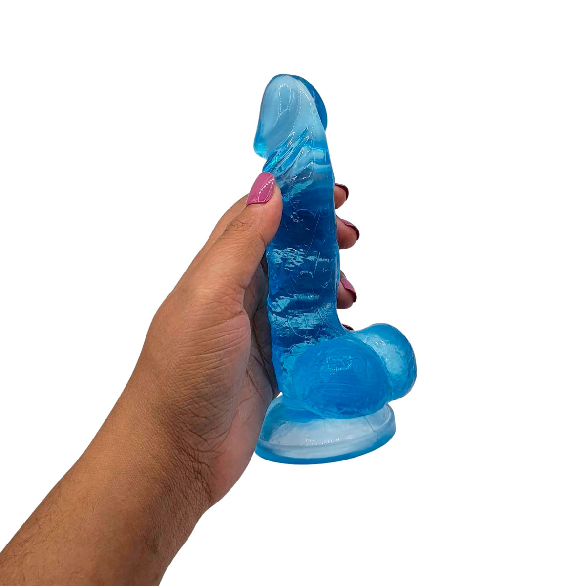 Strap On com Prótese Pênis Realística Azul e Flexível, Escroto e Ventosa - Adão & Eva | 11 x 3,1 cm - 5