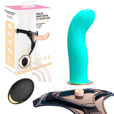 Foto 4 do produto Strap On em Silicone com Curvatura, 10 Modos de Vibração, 4 Intensidades, Controle Remoto Sem Fio e Recarregável - Slimline Pink Screw | 14 x 3,2 cm | Disponível em 3 Cores