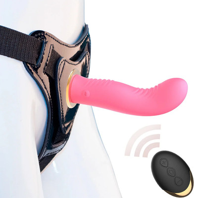 Foto 1 do produto Strap On em Silicone com Curvatura, 10 Modos de Vibração, 4 Intensidades, Controle Remoto Sem Fio e Recarregável - Slimline Pink Screw | 14 x 3,2 cm | Disponível em 3 Cores