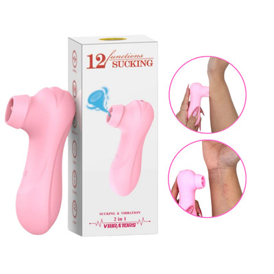 Sugador Estimulador de Clítoris Recarregável com 12 Modos de Sucção e Vibração - 12,5 x 4 cm | Disponível em 3 Cores