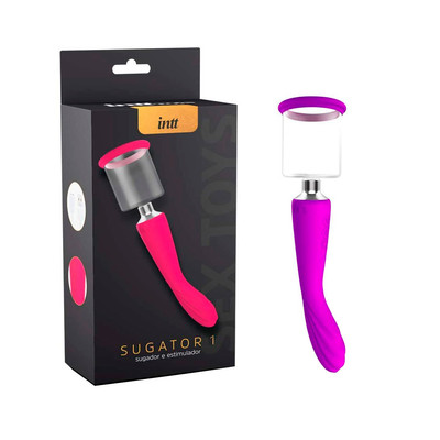 Foto 4 do produto Vibrador Estimulador de Ponto G e Sugador de Clítoris e Mamilos, Possui 7 Modos de Vibrações e 3 Intensidades de Sucção - Sugator 1 Intt Toys | 29 x  4 cm | Disponível em 2 Cores