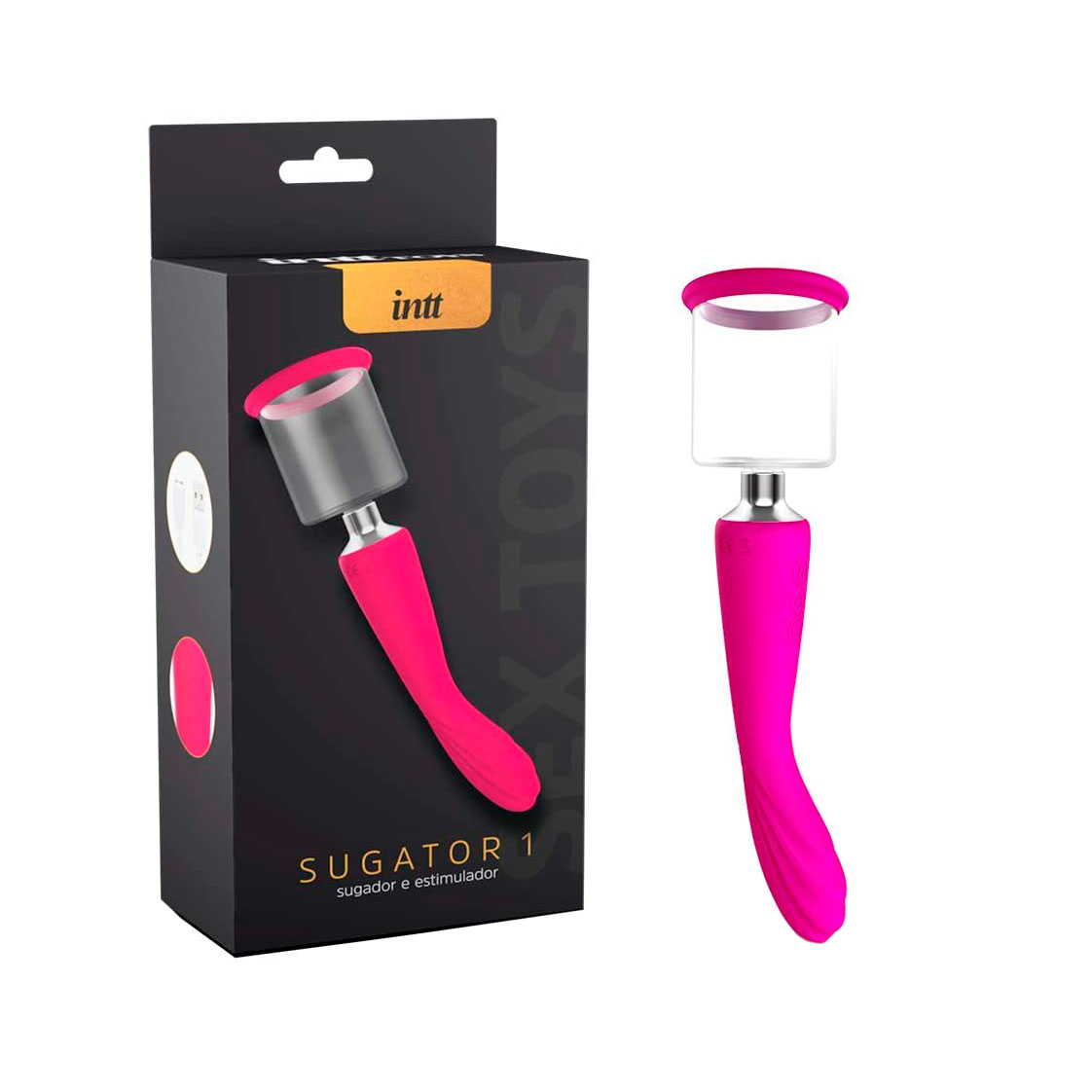 Vibrador Estimulador de Ponto G e Sugador de Clítoris e Mamilos, Possui 7 Modos de Vibrações e 3 Intensidades de Sucção - Sugator 1 Intt Toys | 29 x  4 cm | Disponível em 2 Cores - 1