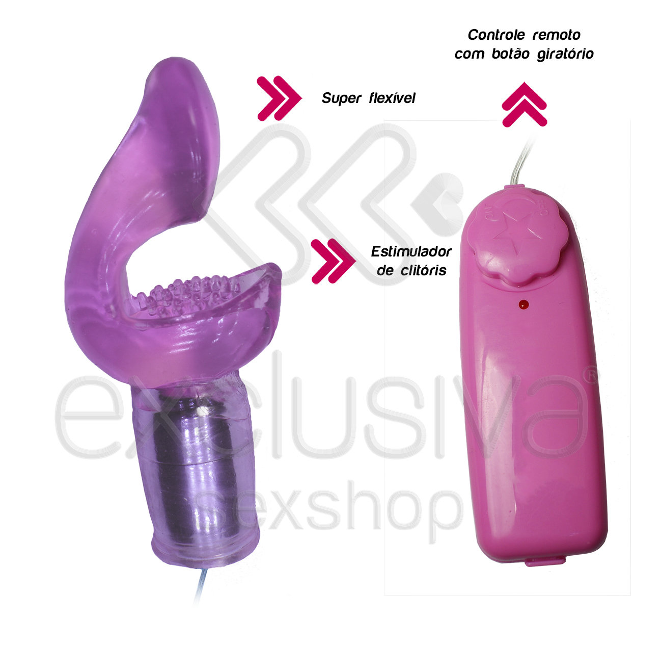 Super Vibrator - Vibrador em Gel com Estimulador de Clítoris Flexível e Vibro Multivelocidade - 12,5 x 5 cm |Cor: Roxo - 2