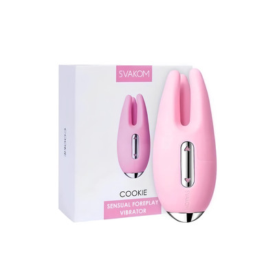 Estimulador de Clitóris em Silicone com 3 Modos de Vibração e Recarregável - Svakom Cookie | 9,5 x 4,1 cm | Cor: Rosa Claro