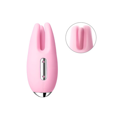 Foto 6 do produto Estimulador de Clitóris em Silicone com 3 Modos de Vibração e Recarregável - Svakom Cookie | 9,5 x 4,1 cm | Cor: Rosa Claro