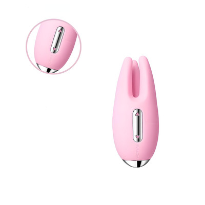 Foto 7 do produto Estimulador de Clitóris em Silicone com 3 Modos de Vibração e Recarregável - Svakom Cookie | 9,5 x 4,1 cm | Cor: Rosa Claro