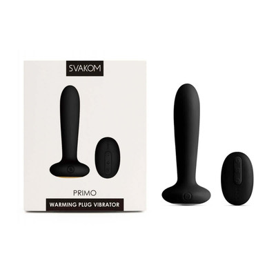 Foto 4 do produto Plug Anal em Silicone Aveludado com 5 Modos de Vibração, Tecnologia de Aquecimento e Controle Remoto sem Fio - Svakom Primo | Disponível em 2 Cores
