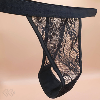 Foto 3 do produto Tanga Feminina em Rendão com Detalhes Florais e Suporte para Acessórios - Magic Panty | Tamanho Único