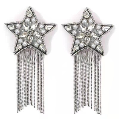 Tapa Seios em Formato de Estrela com Detalhes em Strass e Franjas Metálicas - Pleasure Dreams Nipples