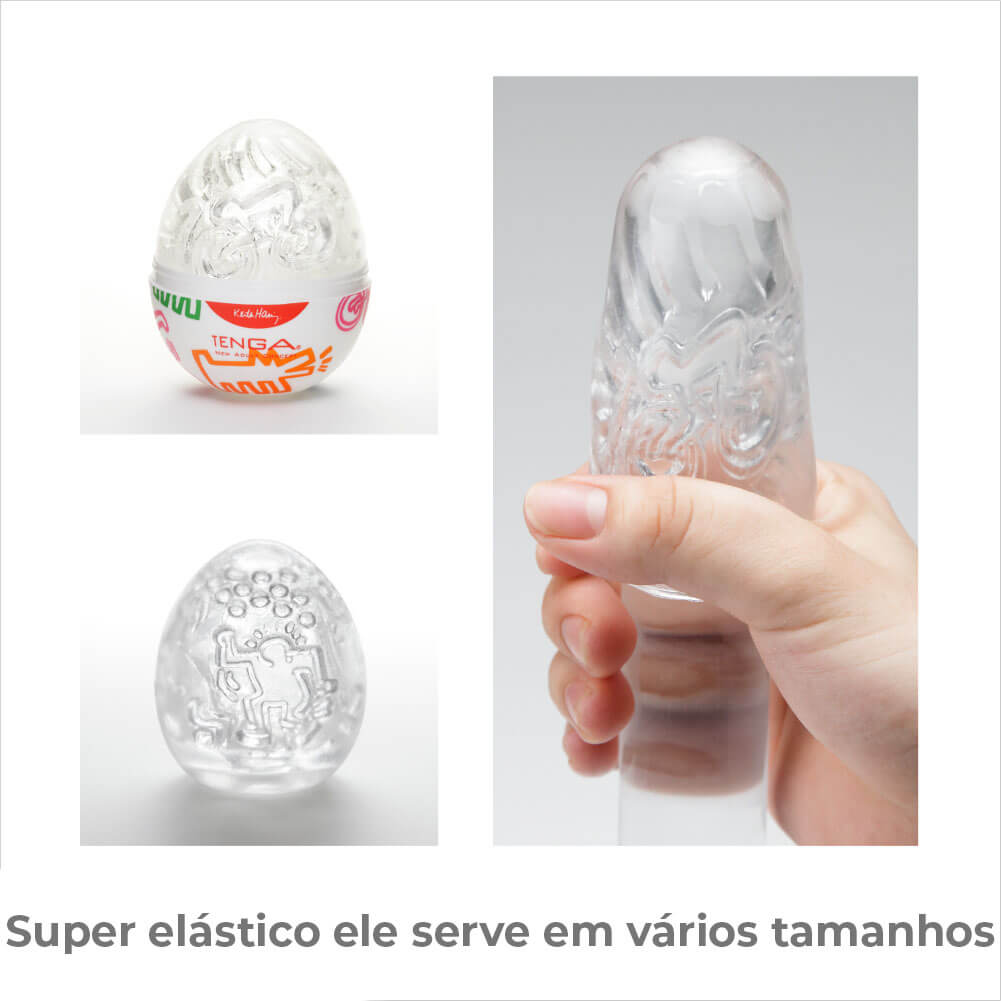 Masturbador em TPE com Textura Personalizada - Tenga x Keith Haring Egg Party | 5,8 x 5 cm - 4