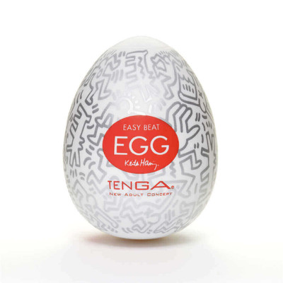 Foto 2 do produto Masturbador em TPE com Textura Personalizada - Tenga x Keith Haring Egg Party | 5,8 x 5 cm