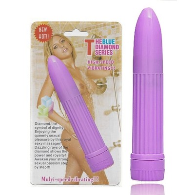 The Blue Diamond Series - Vibrador Personal com Relevo Estriado e Vibração Multivelocidade - 13,5 x 2,5 cm | Cor: Roxo