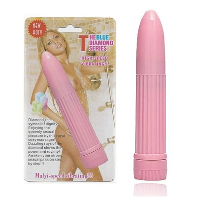 Foto 1 do produto The Blue Diamond Series - Vibrador Personal com Relevo Estriado e Vibração Multivelocidade - 13,5 x 2,5 cm | Cor: Rosa