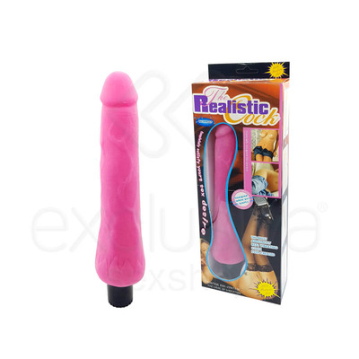 The Realistic Cock - Prótese Realística em Forma de Pênis em Cyberskin com Multivelocidade - 25 x 4 cm | Cor: Rosa