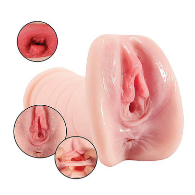 Foto 2 do produto Masturbador Masculino com Formato de Vagina e Ânus em Cyberskin - The Realistic | 14,8 x 6,6 cm