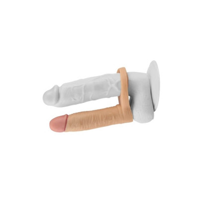 Anel Companheiro com Prótese Peniana em TPE e Cápsula com 10 Modos de Vibração - The Ultra Soft Double | 13 x 3 cm