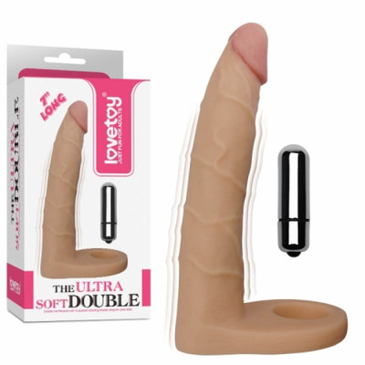 The Ultra Soft Double - Anel Companheiro em Silicone com 10 Modos de Vibração - 15,5 x 3,5 cm