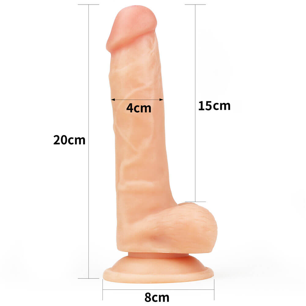 The Ultra Soft Dude 8.0 - Prótese Peniana Realística em Silicone Soft Touch com Escroto, Veias Salientes e Ventosa - 15 x 4 cm - 8