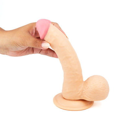 Foto 3 do produto Prótese Peniana Realística em TPE com Controle Remoto, 10 Modos de Vibração, Escroto e Ventosa - Lovetoy The Ultra Soft Dude 8.8" Long | 16 x 4,6 cm