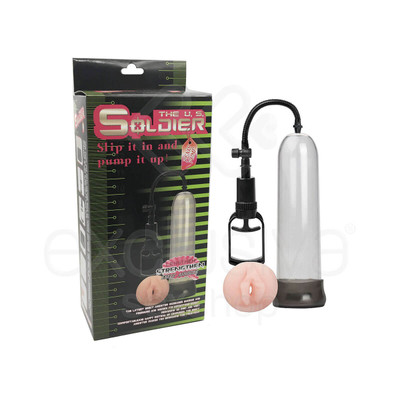 Bomba Peniana com Anel em Forma de Vagina em TPE- The U.S Soldier Penis Pump | 22 x 5,8 cm