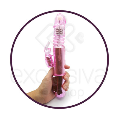 Foto 4 do produto Throbbing Bunny - Vibrador Recarregável Estimulador de Clítoris em Forma de Coelho com Textura Anelar, 12 Modos de Rotação e 4 Velocidades de Rotação - 25 x 3,5 cm