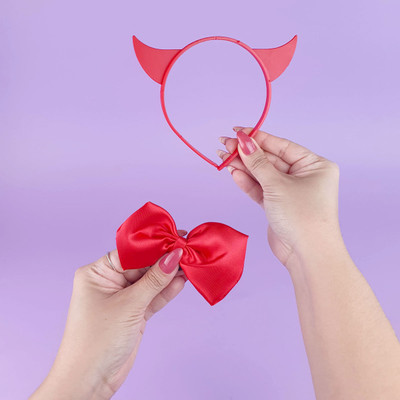Tiara Diabinho Com Gravata Borboleta - FestaChic | Disponível em 2 Cores