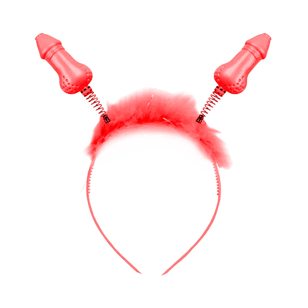 Tiara com Plumas para Cabeça e Mini Pênis Fixados Por Mola - FestaChic | Disponível em 3 Cores - 3