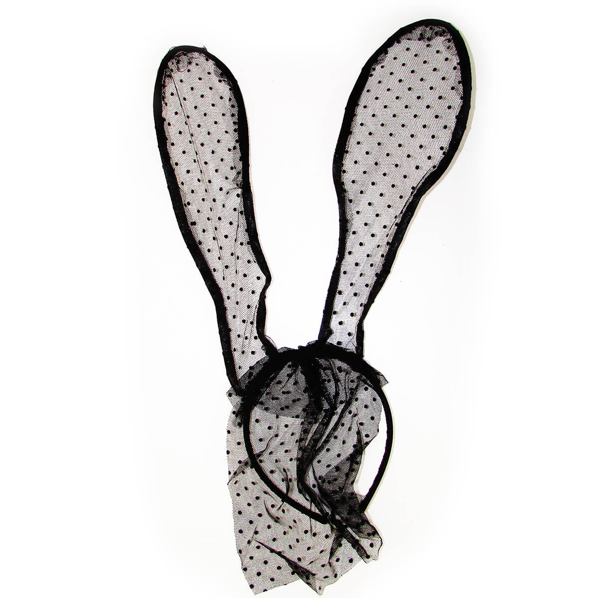 Tiara Sexy com Orelha de Coelho e Véu Confeccionada em Renda com Bolinhas - 2