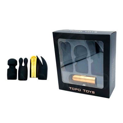 Foto 1 do produto Cápsula Vibratória Recarregável com 7 Modos de Vibrações e 3 Capas com Pontas Diferentes - Topo Toys | 5,9 x 2 cm