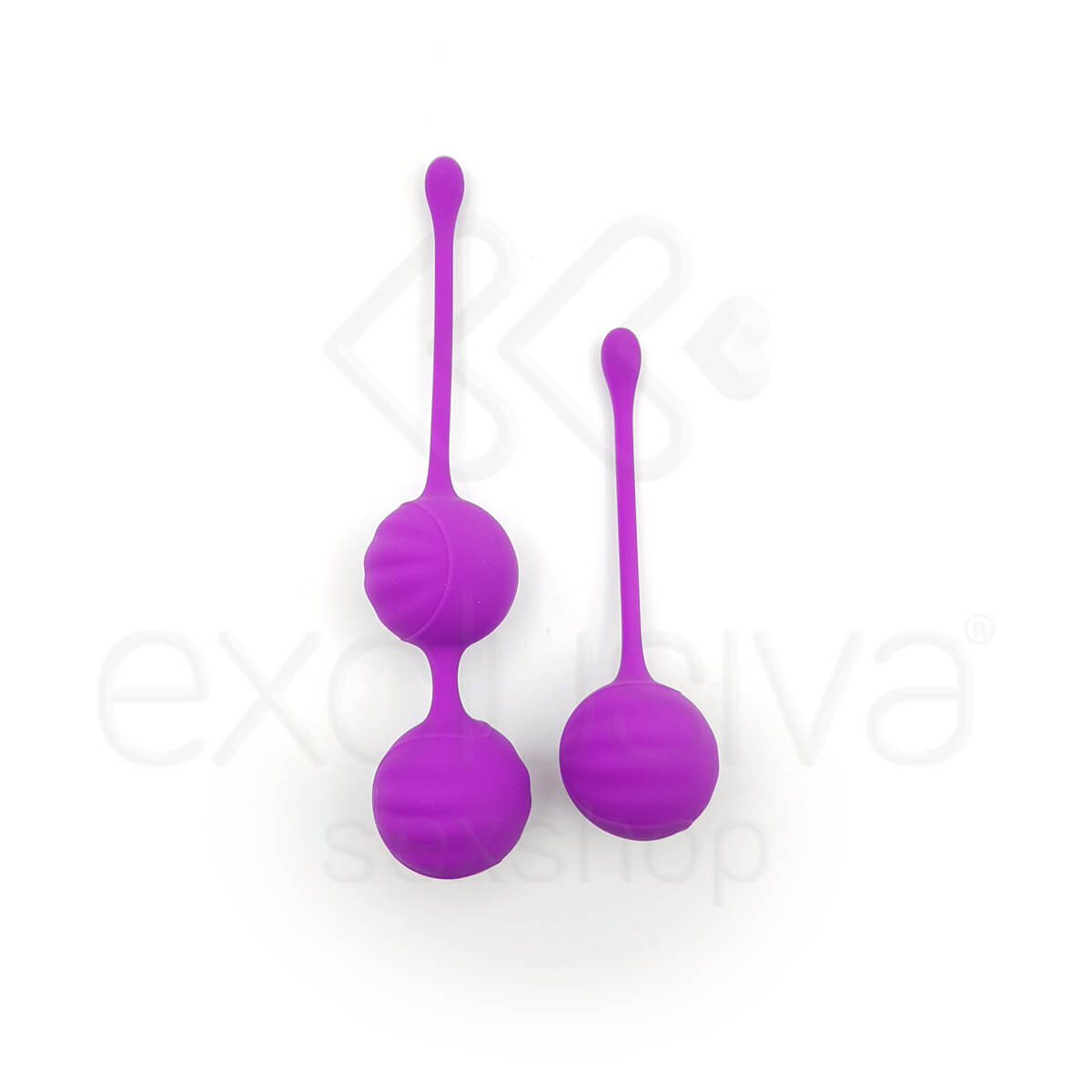 Topo Toys - Kit de Cordões com Esferas para Pompoar em Silicone Aveludado com Pesos Internos - 2 Unidades - 2