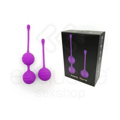 Topo Toys - Kit de Cordões com Esferas para Pompoar em Silicone Aveludado com Pesos Internos - 2 Unidades