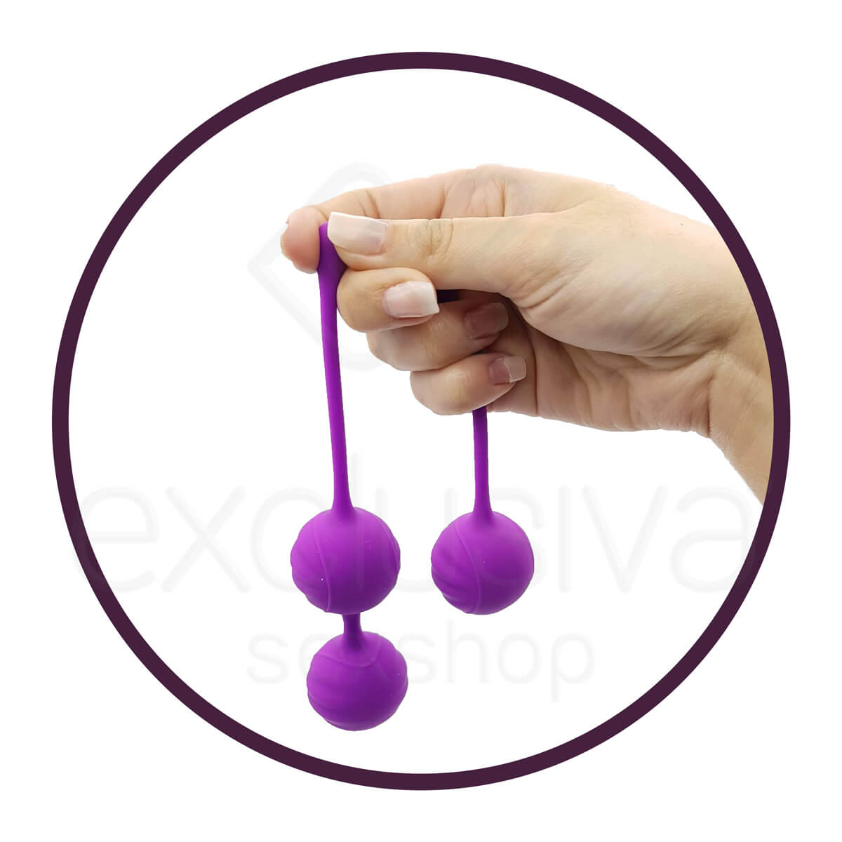 Topo Toys - Kit de Cordões com Esferas para Pompoar em Silicone Aveludado com Pesos Internos - 2 Unidades - 5