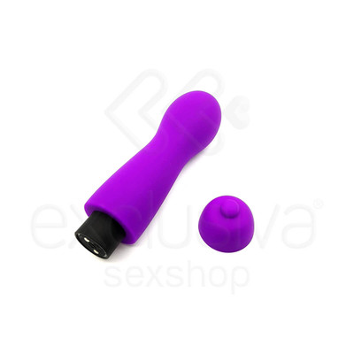 Foto 3 do produto Topo Toys - Mini Vibrador Recarregável em Silicone com Ponta mais Volumosa e 7 Modos de Vibrações- 13,2 x 3,5 cm