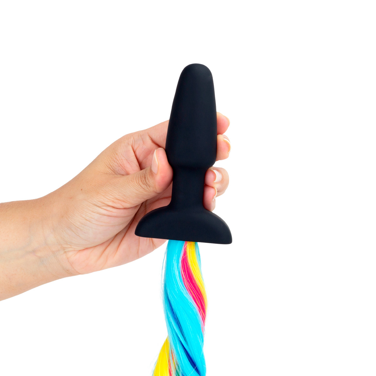 Plug Anal em Formato Cônico em Silicone com Base de Segurança e Cauda Cor de Arco-Íris - Topo Toys | 9 x 3,3 cm - 3