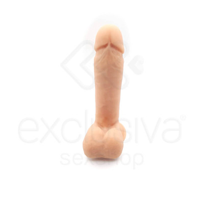 Foto 2 do produto Prótese Recarregável com Glande Definida, Veias, Escroto, Ventosa, 7 Modos de Vibrações, 4 Velocidades e Controle Remoto Sem Fio - Topo Toys | 16 x 4,5 cm
