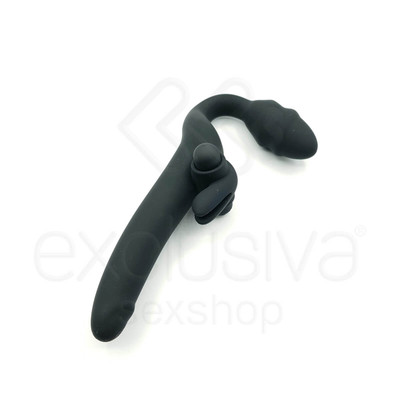 Foto 3 do produto Topo Toys - Strap On Penetrador com Estimulador de Clítoris, Plug e Cápsula vibratória - 21,5 x 2,8 cm