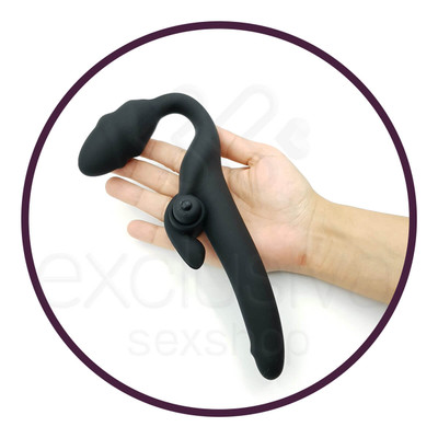 Foto 4 do produto Topo Toys - Strap On Penetrador com Estimulador de Clítoris, Plug e Cápsula vibratória - 21,5 x 2,8 cm