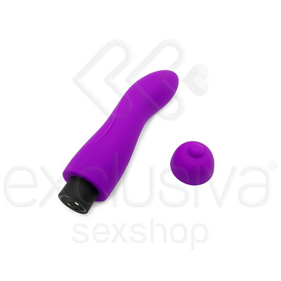 Foto 4 do produto Vibrador com Estimulador de Ponto G, Recarregável em Silicone com 7 Modos de Vibrações - Topo Toys | 14,3 x 3 cm