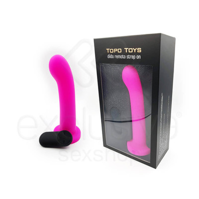 Foto 1 do produto Topo Toys - Vibrador Recarregável em Silicone Estimulador de Ponto G com Ventosa, 7 Modos de Vibrações, 4 Velocidades e Controle Remoto Sem Fio - 19,5 x 3,5 cm