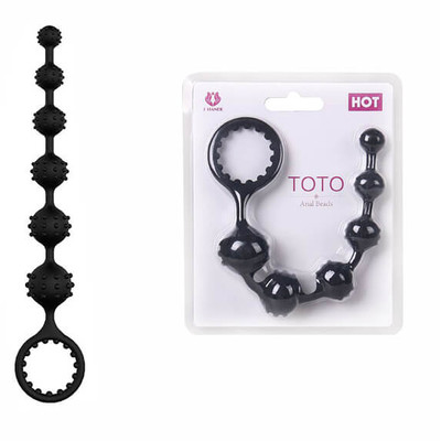 Toto Anal Beads S-Hande - Anel Peniano com Cordão Anal e Nódulos Massageadores - 22,5 x 4 cm