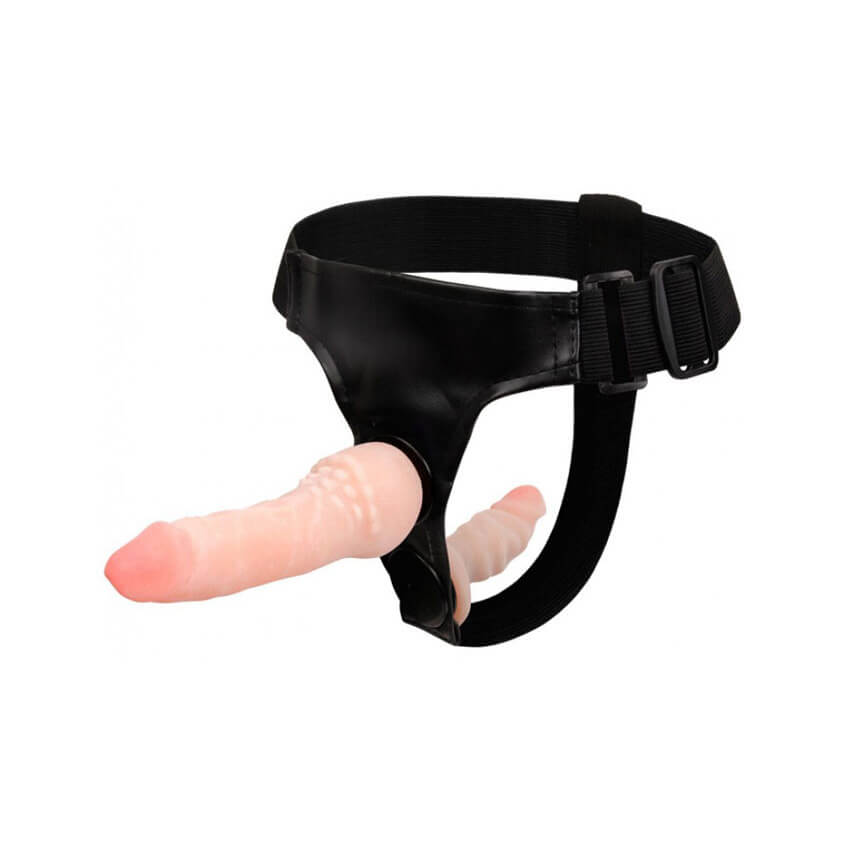 Cinta Peniana Invertida Dupla em Courvin com 2 Pênis Realísticos em Cyberskin - Ultra Female Harness - 2