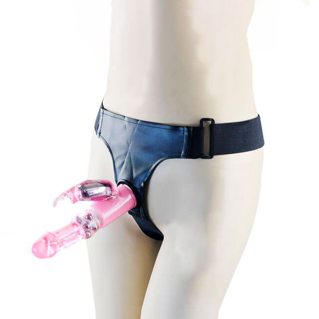 Cinta Ajustável com Vibrador Rotativo, 7 Velocidade de Vibração, Rotação e Estimulador Clitoriano em Forma de Coelho - Ultra Harness | 13 x 3,5 cm - 4