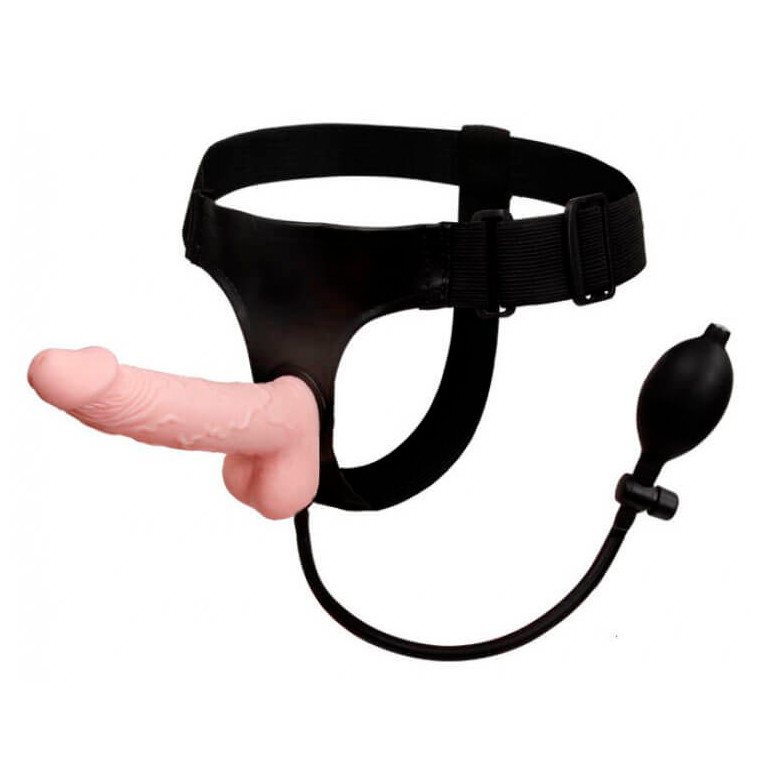 Cinta em Elastano Ajustável com Pênis Realístico Inflável - Ultra Harness | 15 x 3,3cm - 2