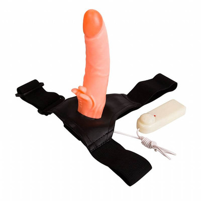 Capa Peniana com Cinta Strap-On, Vibração Multivelocidade, Controle Remoto e Estimulador de Clítoris - Ultra Passionate Harness | 11 x 4 cm