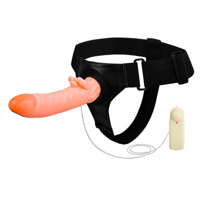 Capa Peniana com Cinta Strap-On, Vibração Multivelocidade, Controle Remoto e Estimulador de Clítoris - Ultra Passionate Harness | 11 x 4 cm